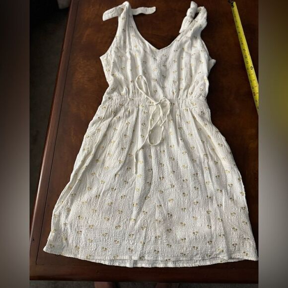 For Cynthia White Dress with Gold Palm Tree Print Sleeveless NEW Size Small - Picture 7 of 12